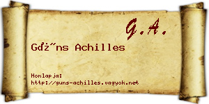 Güns Achilles névjegykártya